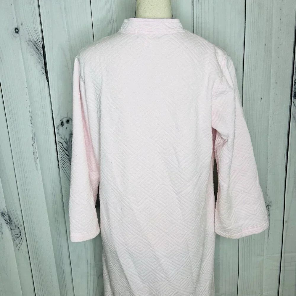 Miss Elaine Quilted Long Sleeve Robe Full Zip Sz S Embroidered Tasseled Vintage